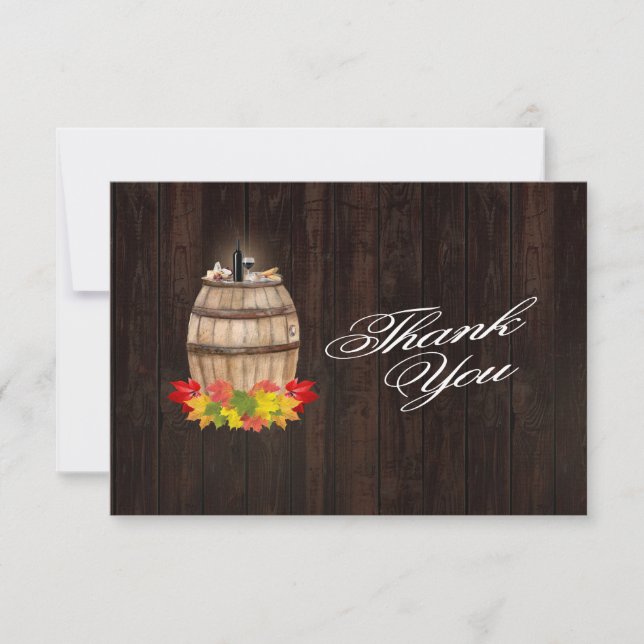Fall Foliage Wine Barrel Weinberg Hochzeit Dankeskarte (Vorderseite)