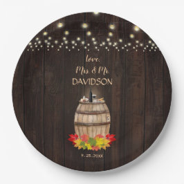 Fall Foliage Wine Barrel Weinberg Hochzeit Pappteller