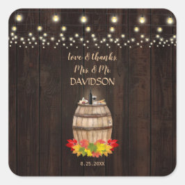 Fall Foliage Wine Barrel Weinberg Hochzeit Quadratischer Aufkleber