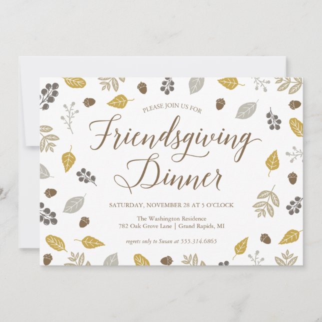 Fall Foliing Friendsgiving Dinner Party Invitation (Devant)