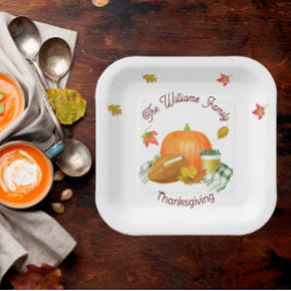 Fall Football Pumpkin Latte Watercolor Pappteller