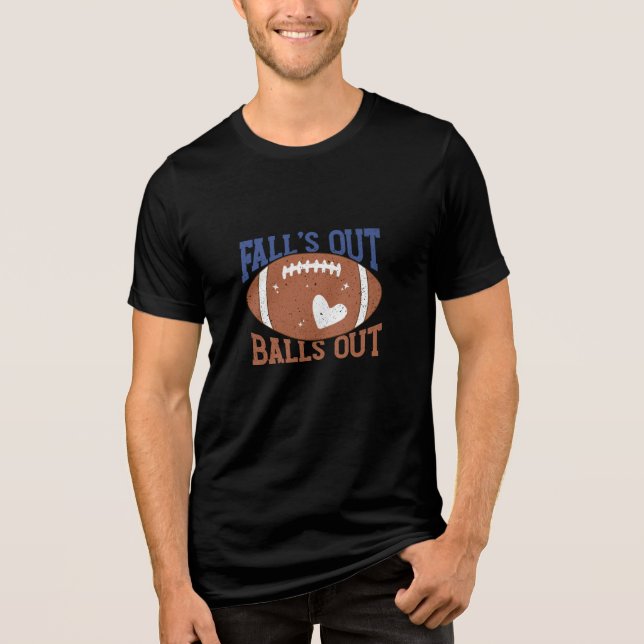 Fall Football Saison Typografy Football Ball Tri-Blend Shirt (Vorderseite)