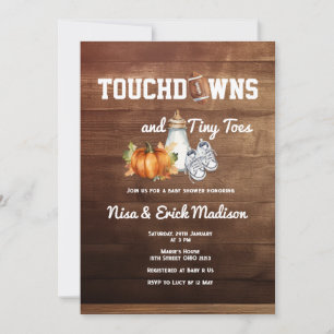 Fall Football Touchdown Tiny Toes Baby Dusche Einladung