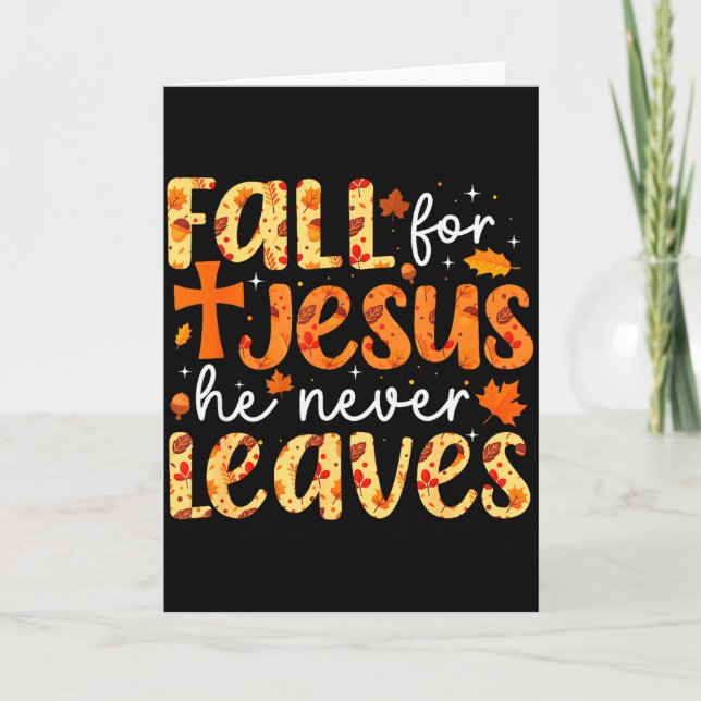 Fall For Jesus He Never Leaves Retro Autumn Thanks Karte (Vorderseite)