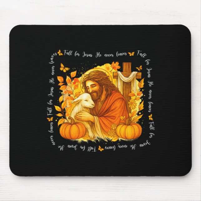 Fall For Jesus He Never Leaves Retro Thanksgiving  Mousepad (Vorne)