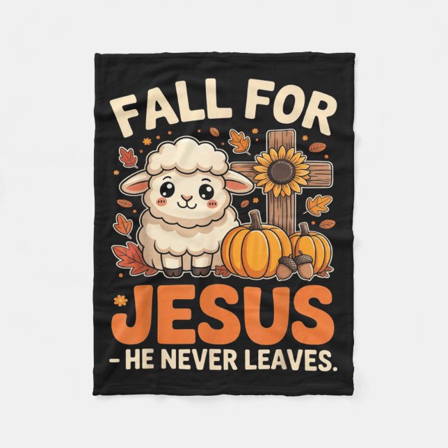 Fall For Jesus He Never Leaves Sheep Christian Aut Fleecedecke (Vorderseite)