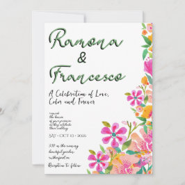 Fall For You Watercolor Floral Wedding Invitation Einladung