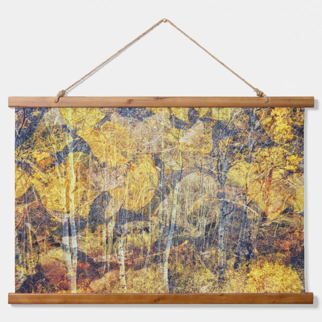 Fall Forest Abstrakt Wandteppich Mit Holzrahmen (Vorne)