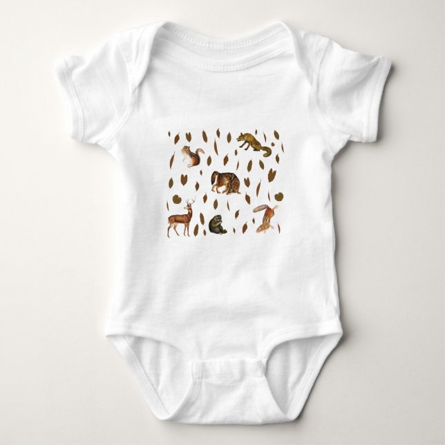 Fall Forest Animals Autumn Leaves Baby Strampler (Vorderseite)