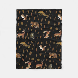 Fall Forest Animals Autumn Leaves Fleecedecke