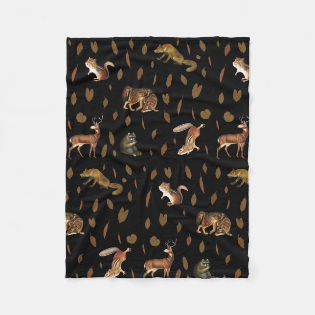 Fall Forest Animals Autumn Leaves Fleecedecke (Vorderseite)