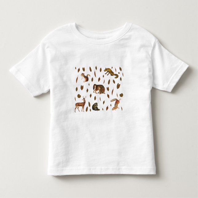 Fall Forest Animals Autumn Leaves Kleinkind T-shirt (Vorderseite)