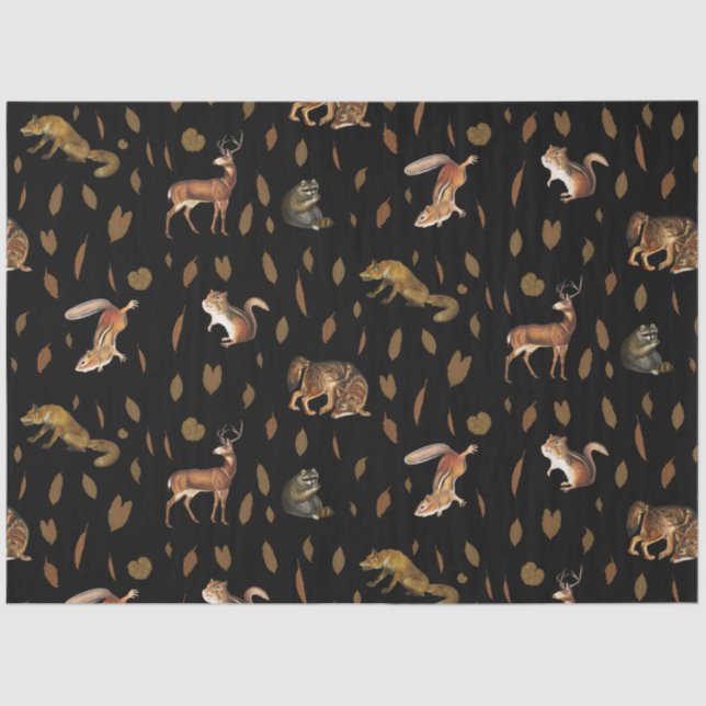 Fall Forest Animals Autumn Leaves Seidenpapier (Vorderseite)