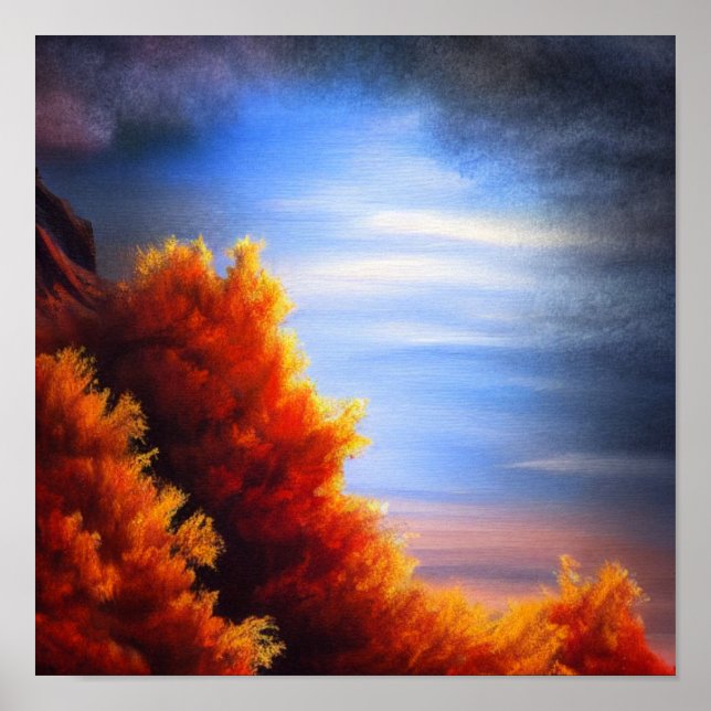 Fall Forest by Ocean Poster (Vorne)