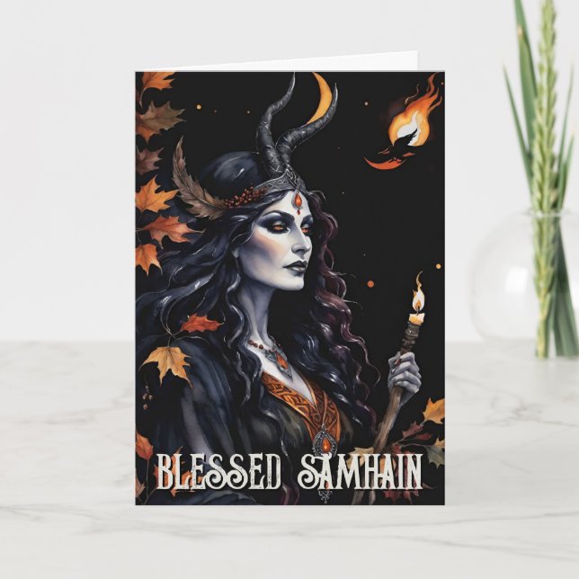 Fall Forest gesegnet Samhain Night Pagan Hexe Karte (Vorderseite)