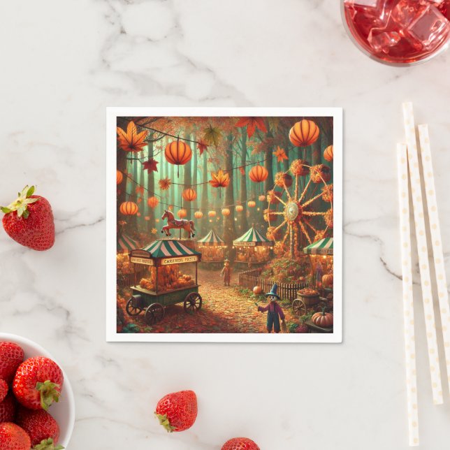 Fall Forest Scarecrow Fairground Découpage Napkins Serviette (Beispiel)