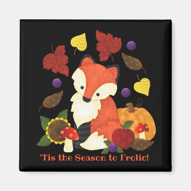 Fall Fox 2"x2" Custom Square Magnet (Vorne)