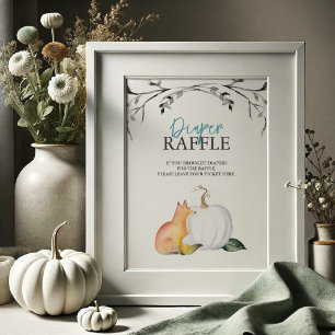 Fall Fox und Pumpkin Diaper Raffle Baby Dusche Poster