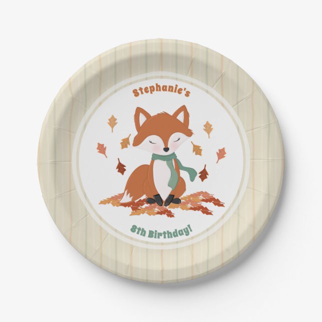 Fall Fox Woodland Geburtstag Pappteller (Vorderseite)