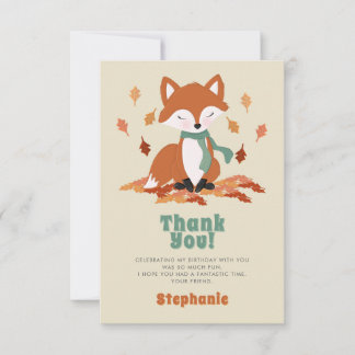 Fall Fox Woodland Geburtstag Vielen Dank Einladung