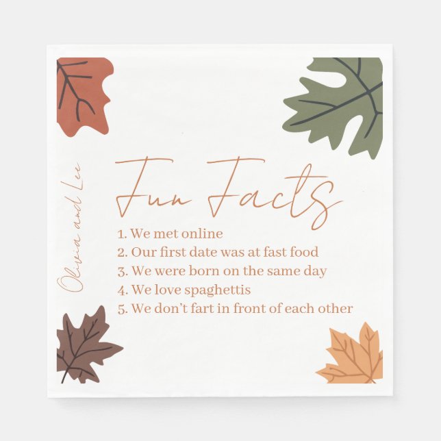 Fall Fun facts Name Wedding  Serviette (Vorderseite)