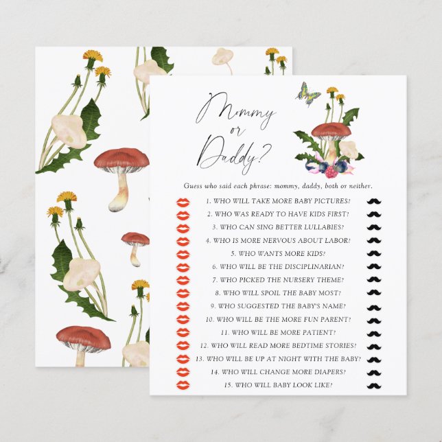 Fall fungi Mommy or daddy baby dudy game (Vorne/Hinten)