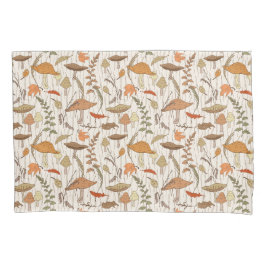 Fall Fungi und Blätter - nahtloses Muster. Kissenbezug