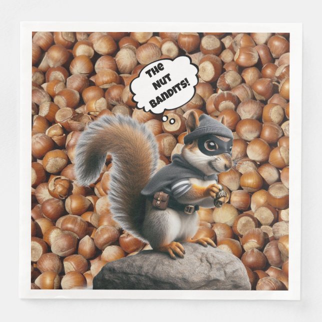 Fall Funny Eichhörrel Bandit Paper Napkin Serviette (Vorderseite)