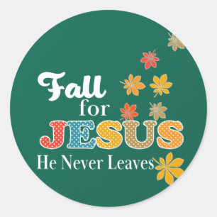 Fall für Jesus Er Verlasse nie Christlichen Polka Runder Aufkleber
