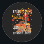Fall für Jesus, er Verlasse nie Jesus Christi über Runder Aufkleber<br><div class="desc">Das ist ein großartiges Geschenk für Ihre Familie,  Freunde,  die Jesus Liebe. Sie werden sich freuen,  dieses Geschenk von Ihnen während der Ferienzeit oder an jedem anderen Tag zu erhalten.</div>