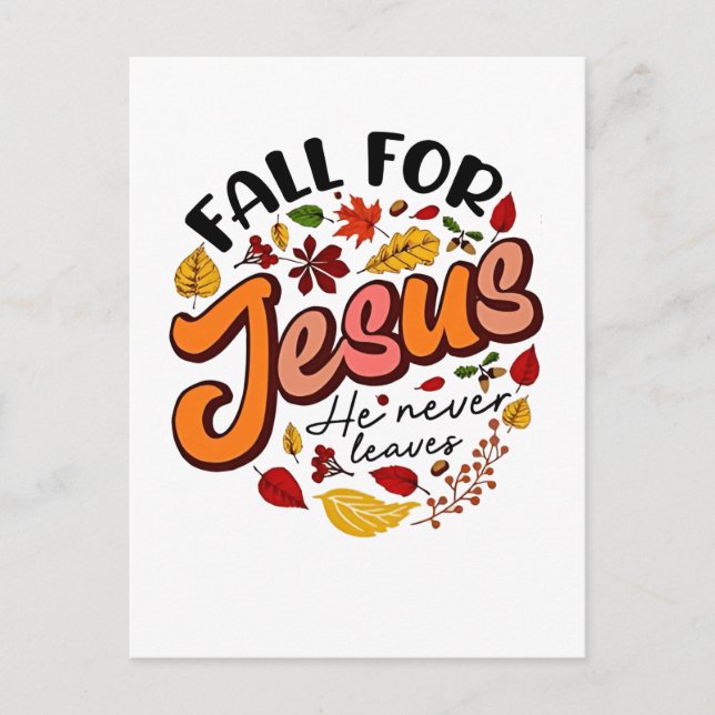 Fall für Jesus, er Verlasst nie Erntedank fallen Einladungspostkarte (Vorderseite)