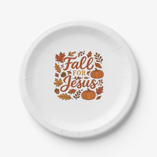 Fall für Jesus Herbst Pumpkin Christliche Glaubens Pappteller (Vorderseite)