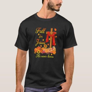 Fall für Jesus, Verlasse er nie Faith Cross Christ T-Shirt