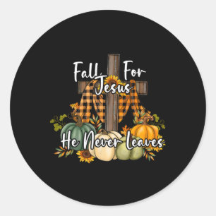 Fall für Jesus Verlasse er nie Pumpkinsche Herbst Runder Aufkleber