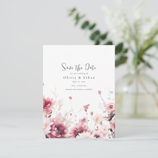 Fall Fuschia Wedding Save The Date (Stehend Vorderseite)