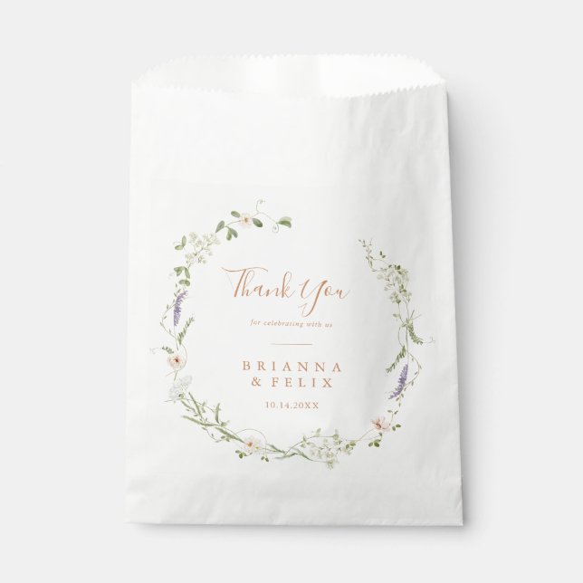 Fall Garden Wildblume Vielen Dank für Ihre Hochzei Geschenktütchen (Vorderseite)