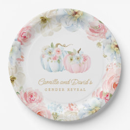 Fall Gender offenbaren rosa und blaue Pumpkins Pappteller
