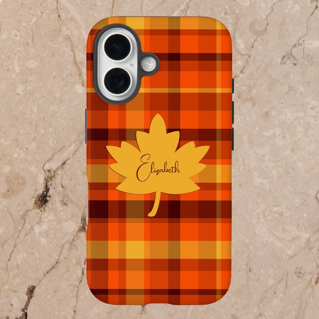 Fall Geometric Orange Plaid Iphone 16 case (Von Creator hochgeladen)