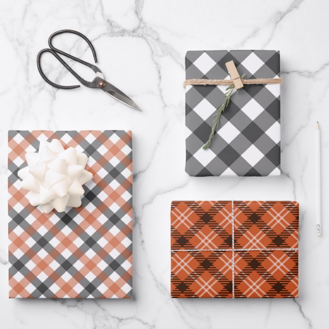 Fall Gingham Colors, Packpapier Sheets Geschenkpapier Set (Vorderseite)