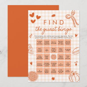 Fall Gingham Finden Sie das Bingo Baby Shower Game Einladung