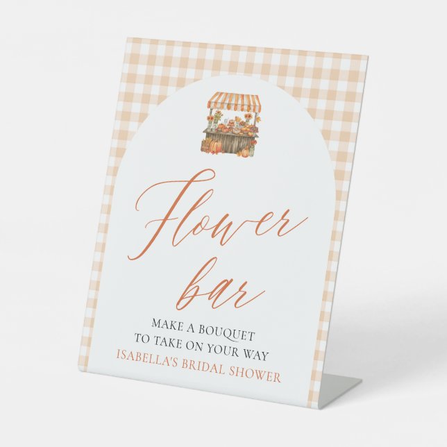 Fall Gingham Fresh Off The Market Blume Bar Sockelschild (Vorderseite)