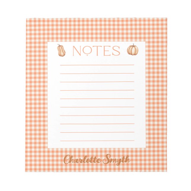 Fall Gingham Notepad Notizblock (Vorderseite)