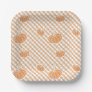 Fall Gingham Pumpkin - Erntedank Paper Plate Pappteller