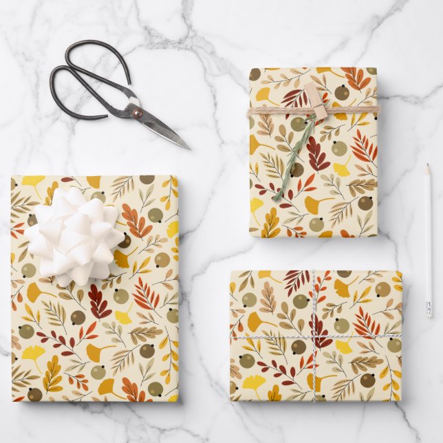 Fall Ginkgo Blätter und Olivenmuster (Vorderseite)