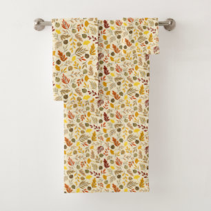 Fall Ginkgo Blätter und Olivenmuster Badhandtuch Set