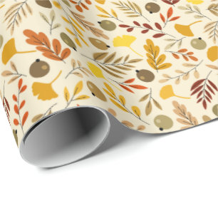Fall Ginkgo Blätter und Olivenmuster Geschenkpapier
