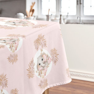 Fall Girl Babydusche rosa Niedlicher Elefant Tischdecke