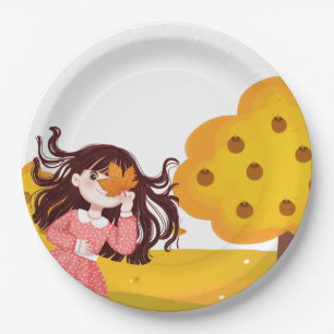 Fall Girl Paper Plate Pappteller