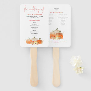 Fall Glittery Pumpkins Florals Wedding Program Fächer