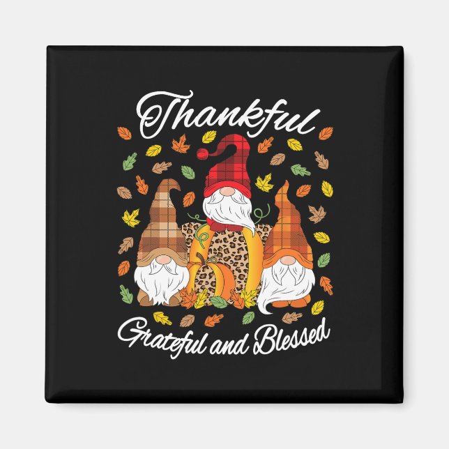Fall Gnome Kariert Leopard Pumpkin Erntedank Bles Magnet (Vorne)